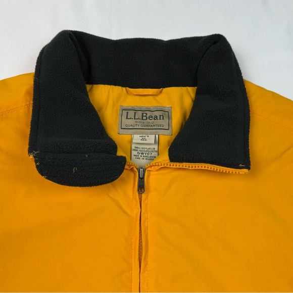 LL Bean Mens Fleece Lined Vest XL Yellow/Black Full Zip Nylon B7 - Picture 5 of 7